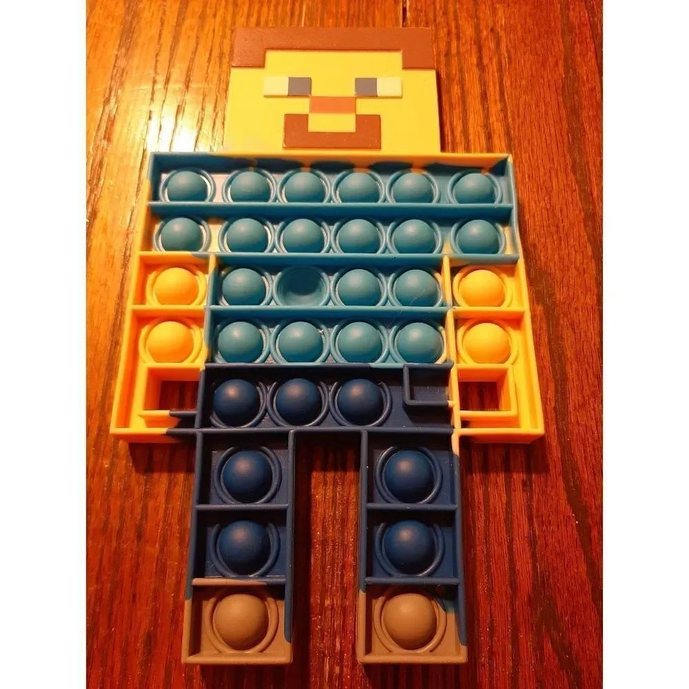 New Larger Size Minecraft Pop-It Blue Tan Brown White Grey 8.5"x5"